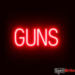 GUNS sign, featuring LED lights that look like neon GUN signs