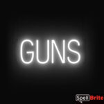 GUNS sign, featuring LED lights that look like neon GUN signs