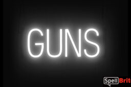GUNS sign, featuring LED lights that look like neon GUN signs
