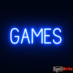 GAMES Sign – SpellBrite’s LED Sign Alternative to Neon GAMES Signs for Bars and Casinos in Blue