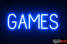 GAMES sign, featuring LED lights that look like neon GAMES signs