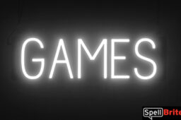 GAMES sign, featuring LED lights that look like neon GAMES signs