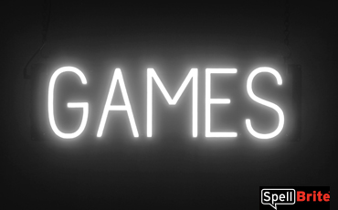 GAMES sign, featuring LED lights that look like neon GAMES signs