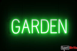 Garden sign, featuring LED lights that look like neon Garden signs
