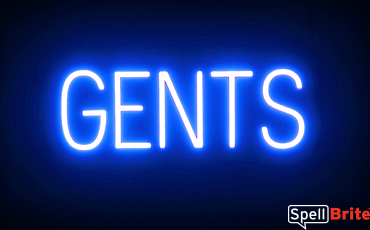 GENTS sign, featuring LED lights that look like neon GENTS signs