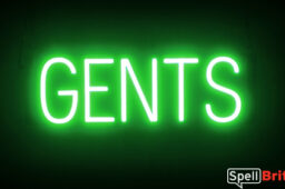 GENTS sign, featuring LED lights that look like neon GENTS signs