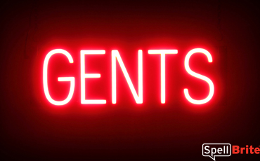 GENTS sign, featuring LED lights that look like neon GENTS signs