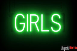 Girls sign, featuring LED lights that look like neon Girls signs