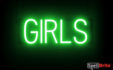 Girls sign, featuring LED lights that look like neon Girls signs