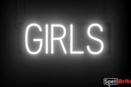 Girls sign, featuring LED lights that look like neon Girls signs