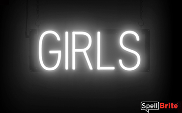 Girls sign, featuring LED lights that look like neon Girls signs