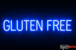 GLUTEN FREE Sign – SpellBrite’s LED Sign Alternative to Neon GLUTEN FREE Signs for Restaurants in Blue