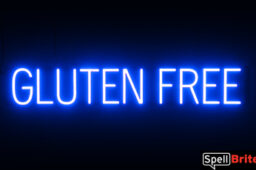 GLUTEN FREE sign, featuring LED lights that look like neon GLUTEN FREE signs