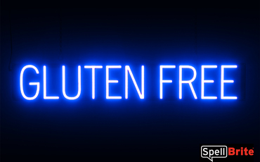 GLUTEN FREE sign, featuring LED lights that look like neon GLUTEN FREE signs