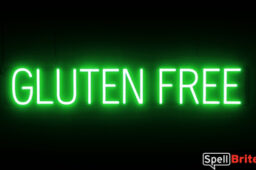 GLUTEN FREE sign, featuring LED lights that look like neon GLUTEN FREE signs