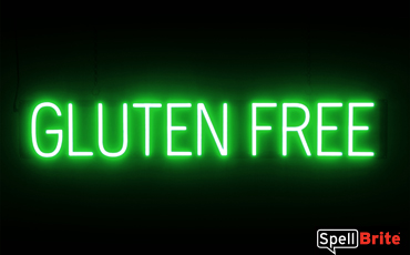 GLUTEN FREE Sign – SpellBrite’s LED Sign Alternative to Neon GLUTEN FREE Signs for Restaurants in Green