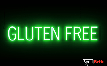 GLUTEN FREE sign, featuring LED lights that look like neon GLUTEN FREE signs