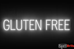 GLUTEN FREE sign, featuring LED lights that look like neon GLUTEN FREE signs