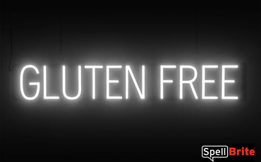 GLUTEN FREE sign, featuring LED lights that look like neon GLUTEN FREE signs