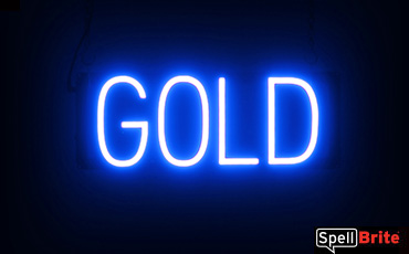 Gold sign, featuring LED lights that look like neon Gold signs