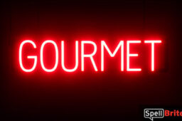 GOURMET sign, featuring LED lights that look like neon GOURMET signs