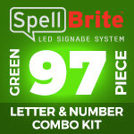 97-piece neon sign kit, featuring LED letters, numbers, and characters to build different sign messages