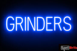 GRINDERS sign, featuring LED lights that look like neon GRINDERS signs