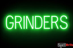 GRINDERS sign, featuring LED lights that look like neon GRINDERS signs