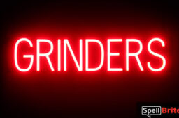 GRINDERS sign, featuring LED lights that look like neon GRINDERS signs
