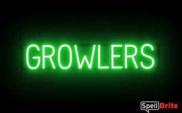 Growlers sign, featuring LED lights that look like neon Growlers signs