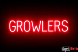 Growlers sign, featuring LED lights that look like neon Growlers signs