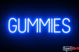 Gummies Sign – SpellBrite’s LED Sign Alternative to Neon Gummies Signs for Smoke Shops in Blue