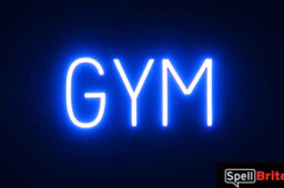 GYM sign, featuring LED lights that look like neon GYM signs