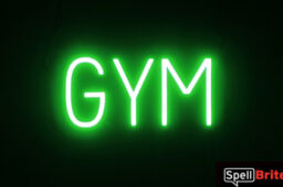 GYM sign, featuring LED lights that look like neon GYM signs