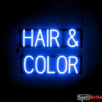 HAIR and COLOR sign, featuring LED lights that look like neon HAIR and COLOR signs