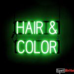 HAIR and COLOR sign, featuring LED lights that look like neon HAIR and COLOR signs