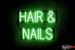 HAIR and NAILS sign, featuring LED lights that look like neon HAIR and NAILS signs