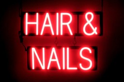 HAIR & NAILS lighted LED signs that uses interchangable letters to make business signs