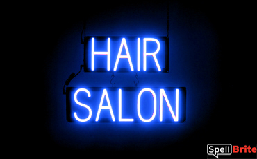 HAIR SALON sign, featuring LED lights that look like neon HAIR SALON signs