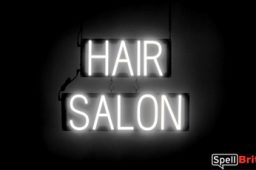 HAIR SALON sign, featuring LED lights that look like neon HAIR SALON signs