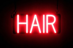 HAIR LED illuminated signage that is an alternative to neon signs for your salon