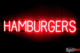 HAMBURGERS sign, featuring LED lights that look like neon HAMBURGER signs