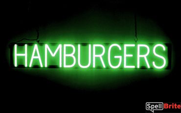 HAMBURGERS sign, featuring LED lights that look like neon HAMBURGER signs
