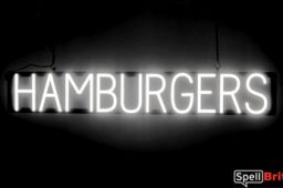 HAMBURGERS sign, featuring LED lights that look like neon HAMBURGER signs