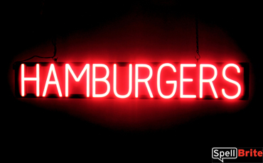 HAMBURGERS LED glowing signs that look like neon signs for your restaurant
