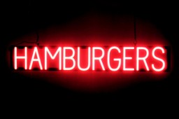 HAMBURGERS LED illuminated signage that is an alternative to neon signs for your restaurant