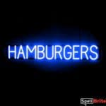 HAMBURGERS sign, featuring LED lights that look like neon HAMBURGER signs
