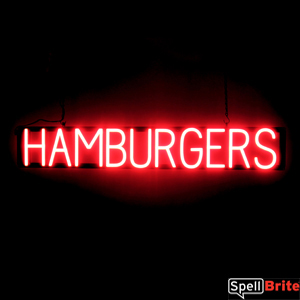 HAMBURGERS LED illuminated signage that is an alternative to neon signs for your restaurant