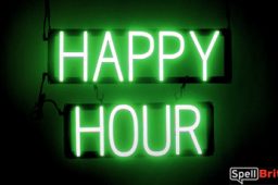 HAPPY HOUR sign, featuring LED lights that look like neon HAPPY HOUR signs