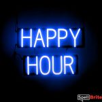 HAPPY HOUR sign, featuring LED lights that look like neon HAPPY HOUR signs